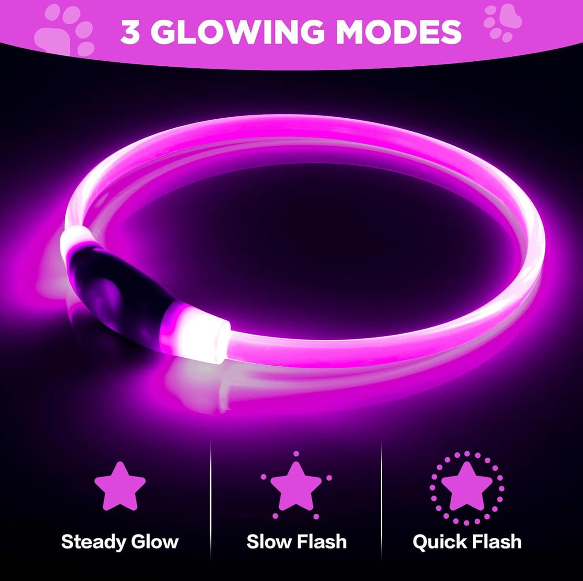 πΆ LED Dog Collar β USB Rechargeable, Waterproof & Adjustable