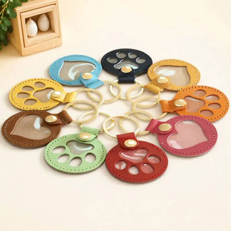 ๐พ Pet Memorial Keychain โ Leather Keepsake for Fur Storage & Remembrance