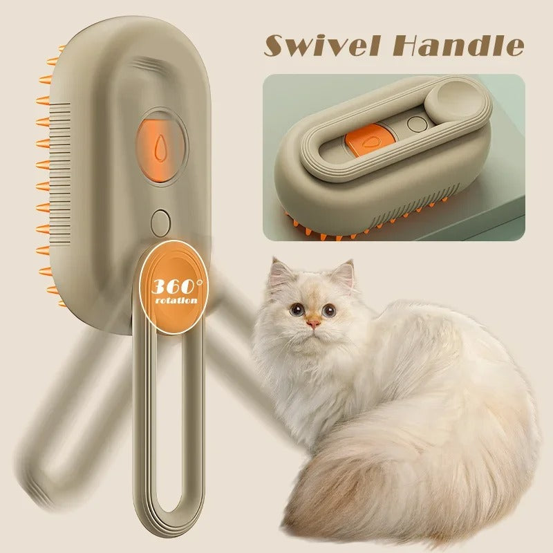 🐱 Steam Cat Brush – Detangle, De-Shed & Massage