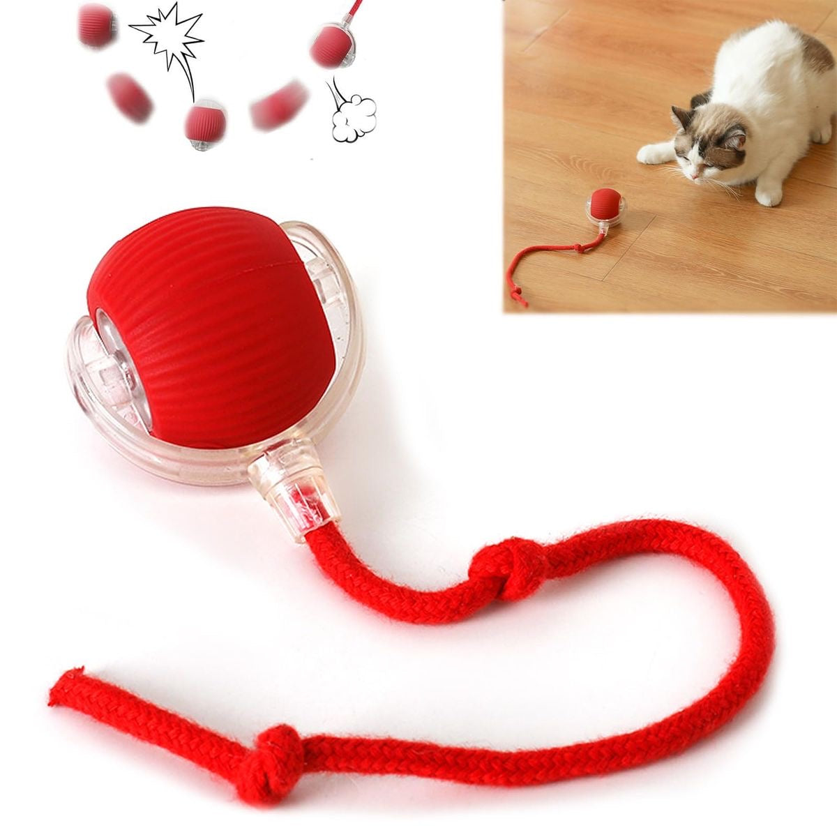 🐾 Fury Tail Cat Motion Ball – Rechargeable, Smart & Reflex-Boosting Toy