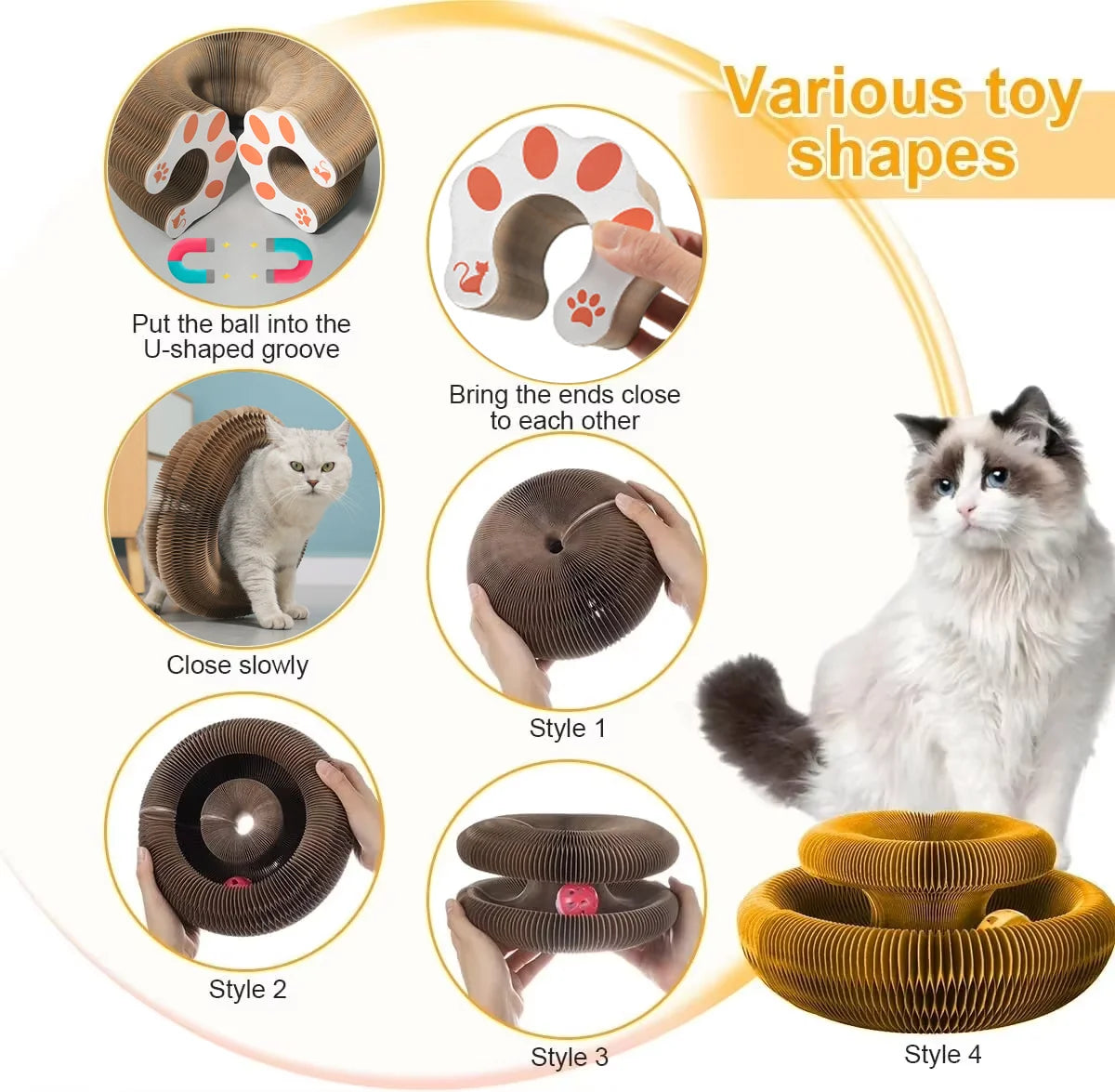 🐱 Cat Scratch Board with Ball – Foldable, Durable & Fun for Active Kittens