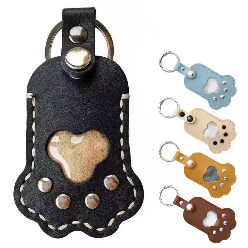 🐾 Pet Memorial Keychain – Leather Keepsake for Fur Storage & Remembrance