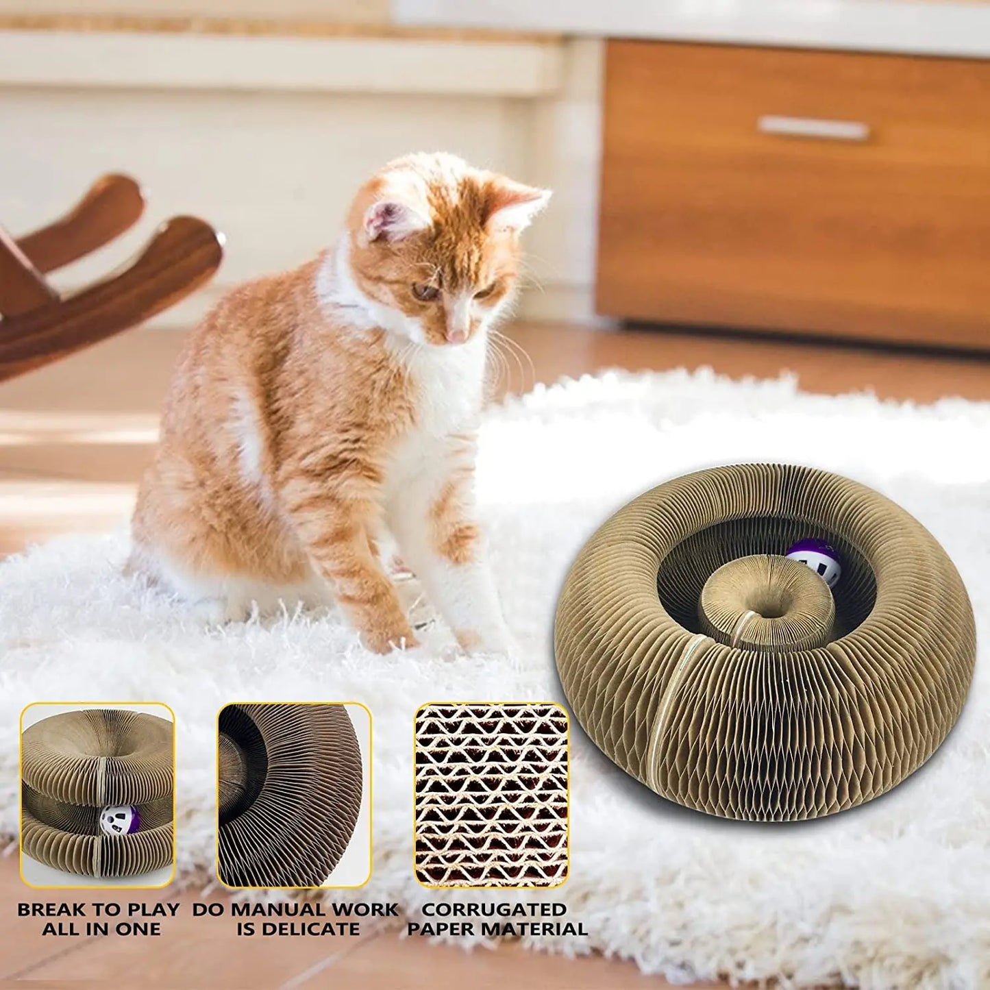🐱 Cat Scratch Board with Ball – Foldable, Durable & Fun for Active Kittens