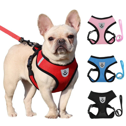 🐾 Adjustable Mesh Pet Harness & Leash Set