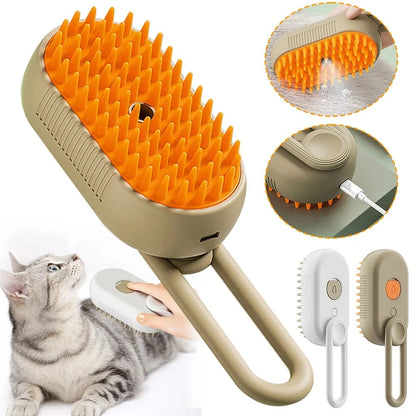 🐱 Steam Cat Brush – Detangle, De-Shed & Massage