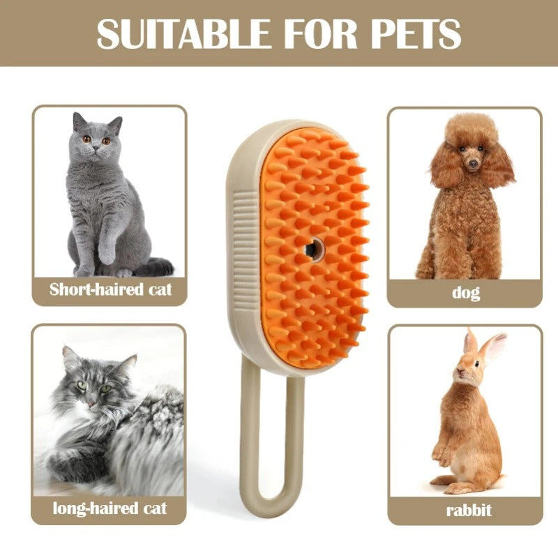 🐱 Steam Cat Brush – Detangle, De-Shed & Massage