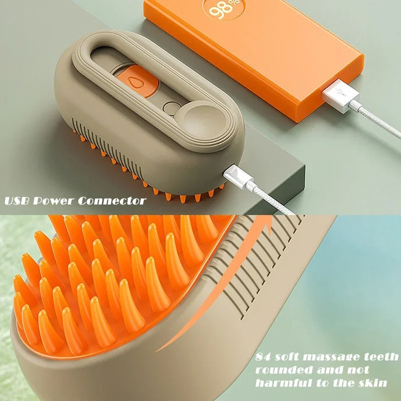 🐱 Steam Cat Brush – Detangle, De-Shed & Massage